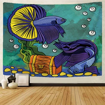Žuvų Gobelenas kawaii kambario dekoro Sienos Kabo Boho dekoro estetinės Macrame Raganavimas Gobelenas