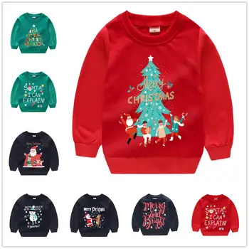 Linksmų Kalėdų Kūdikių Mergaičių Palaidinukė Medžio Džemperis berniukams Puloveris Atostogų Viršūnes X'mas Drabužių Medvilnės Apranga Tee Marškinėliai 1-6Year