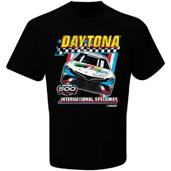 Karšto Naujas T-Shirt 2022 Daytona 500 Languota Vėliava Retro T-Shirt - Black