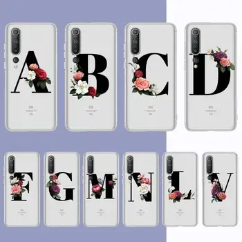 gėlių abėcėlės raidė šriftu Telefoną Atveju Xiaomi 10 T 10pro 11 Note10lite Redmi 5plus 7 8 K20 pro 9A Note5 8T 9 Pro Max 9s 10