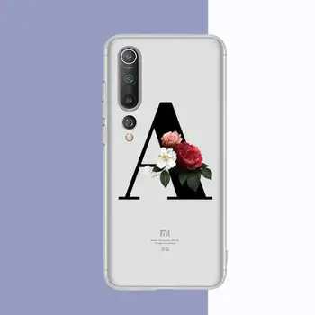 gėlių abėcėlės raidė šriftu Telefoną Atveju Xiaomi 10 T 10pro 11 Note10lite Redmi 5plus 7 8 K20 pro 9A Note5 8T 9 Pro Max 9s 10 Nuotrauka 2