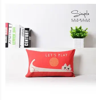 50x30cm medvilnės skalbiniai raudona pagalvėlė apima cute kačių juosmens užvalkalas sofa apdaila atveju juosmens pagalvių užvalkalus