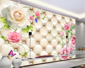 Beibehang Užsakymą didelis freskomis tapetai minkštas krepšys rožių vynuogių photowallpaper kambario, miegamojo tapetų sienos, 3 d papel de parede