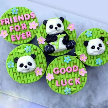 Naujas Tortas, Papuošimai Modeliavimas Panda ir Bambuko Šokolado Pelėsių, minkštus saldainius, Šokolado Tortas Silikono Formos Kepimo Įrankiai Pyragai Nuotrauka 2