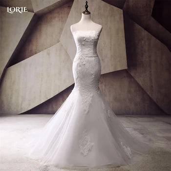 LORIE Elegantiškas Nėrinių Undinė Vestuvių Suknelės 3D Gėlės Perlai Off Peties Appliques Vestuvinės Suknelės Nėriniai Atgal Nuotakos Suknelė 2022