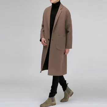 Vilnonis paltas vyriški ilgai stiliaus vyrų žiemos korėjos versija duetas ni ni Britų stiliaus kašmyro palto. S-3XL!! Nuotrauka 2