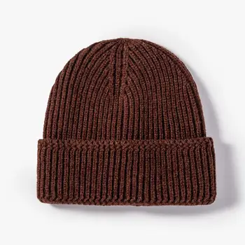 LDSLYJR 2021 m. Rudens ir žiemos Akrilo vientisos Spalvos Tirštėti megzti skrybėlę šiltą kepurę Skullies bžūp beanie skrybėlių vyrų ir Moterų 97