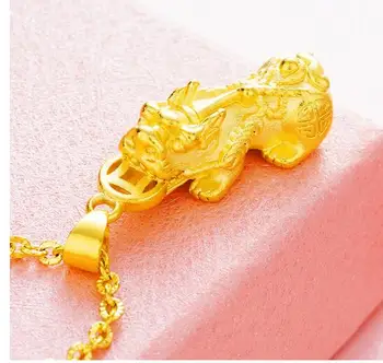 Gryno vario, aukso luito pakabukas Vietnamas aukso kieta matinė padengta 999 tikro aukso drąsių karių Karoliai