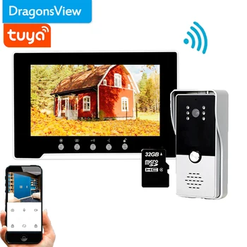 Dragonsview Tuya Smart Wifi Video Domofonas Durų Phone 7 Colių Jutikliniu Ekranu 1080p Doorbell su Kamera Atrakinti Įrašyti