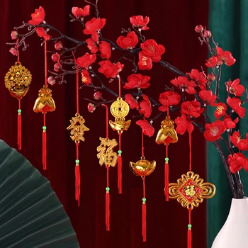Kinų Pavasario Šventė Augalų Karolius, Flocking Vazoninių Kabinti Ornamentu 2023 Naujųjų Metų Raudonųjų Žibintų Dekoro Tradicinių Namų Dekoro Nuotrauka 2
