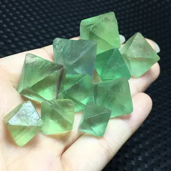 2vnt Gamtinių graži žalia fluorito octahedral crystal rock egzemplioriai Nuotrauka 2