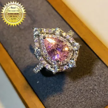 Kietasis 18K Aukso 2c rožinė Moissanite Deimantų Žiedas D spalva VVS Su nacionalinės sertifikatą 045