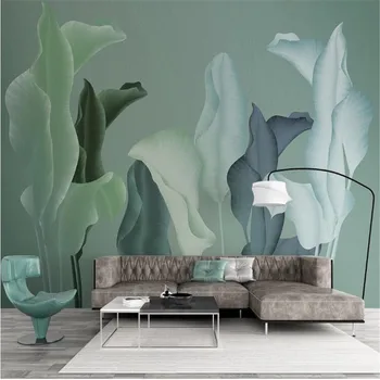 Milofi užsakymą 3D foto tapetai, freskos Šiaurės minimalistinę rankų darbo dažytos tropinių augalų lapai maži švieži TV fono sienos freskos
