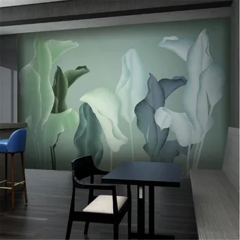 Milofi užsakymą 3D foto tapetai, freskos Šiaurės minimalistinę rankų darbo dažytos tropinių augalų lapai maži švieži TV fono sienos freskos Nuotrauka 2
