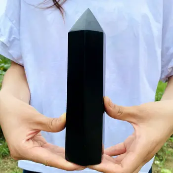 800-1000g Gamtos obsidianas obeliskas Kvarco Lazdelė kristalų pakopos Reiki Gydymo