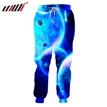 UJWI Blue Galaxy Erdvės Visatos Spausdinami 3D Sweatpants Mens Hip-Hop Streetwear Kelnes Hombre Visas Ilgis Elastinga Ilgos Kelnės 5XL