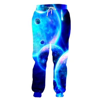 UJWI Blue Galaxy Erdvės Visatos Spausdinami 3D Sweatpants Mens Hip-Hop Streetwear Kelnes Hombre Visas Ilgis Elastinga Ilgos Kelnės 5XL Nuotrauka 2