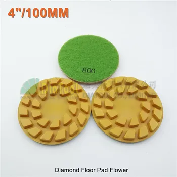SHDIATOOL 3pcs 100mm #800 deimantų grindų šlifavimo disko Gėlių 4