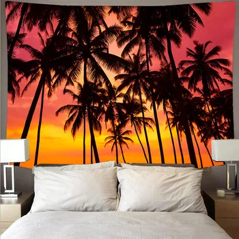 paplūdimys gobelenas sienos kabo kraštovaizdžio antklodė tapiz freskos, antklodė, palmių svetainės fonas