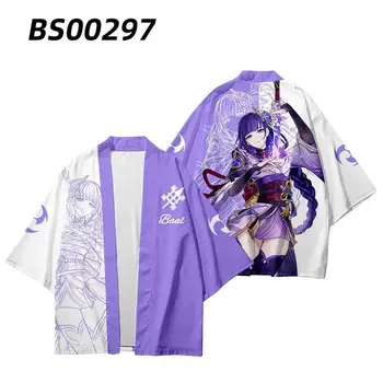 Genshin Poveikio 3D Kimono T-Shirt Vyrai Moterys Cardigan Harajuku Stilius Atsitiktinis Hip-Hop Berniukas Kietas Vasaros Saulės Apsaugos Marškiniai Nuotrauka 2