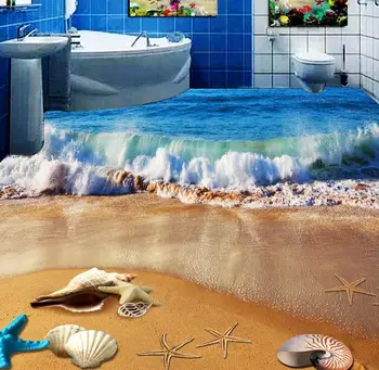 Banga paplūdimio 3d grindys, vaikų kambarys gyvenamasis kambarys miegamasis vonios kambarys vandeniui lipni 3d grindų, sienų tapetai