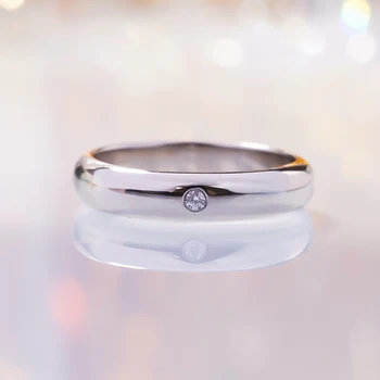 CHENJI Moissanite Modeliavimas Deimanto Žiedas Paprasta Atmosferą Pora Poros Žiedas Vieną Diamond Klasikinis Vestuvinis Žiedas