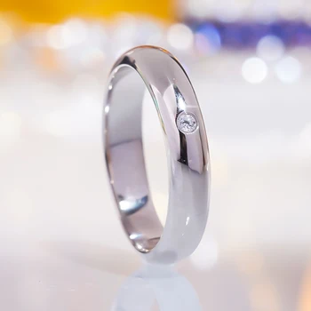 CHENJI Moissanite Modeliavimas Deimanto Žiedas Paprasta Atmosferą Pora Poros Žiedas Vieną Diamond Klasikinis Vestuvinis Žiedas Nuotrauka 2