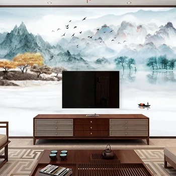 Custom 3D Freskos Kinų Stiliaus Kalnų Ežero Gamtos Kraštovaizdžio Foto Tapetai Miegamajame, Gyvenamasis Kambarys su TV Sienų Tapybos Namų Dekoro