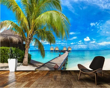 Custom 3D papel de parede,Maldyvai atogrąžų paplūdimio freskos gyvenimo kambario, miegamasis, sofa fone, sienos, namo apdailos tapetai