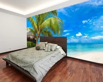 Custom 3D papel de parede,Maldyvai atogrąžų paplūdimio freskos gyvenimo kambario, miegamasis, sofa fone, sienos, namo apdailos tapetai Nuotrauka 2