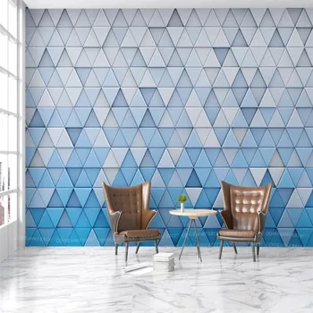 Custom Šiuolaikinės 3D Šviesiai Mėlynas Trikampis Geometrinis Sienos Popieriaus 3D Šiuolaikinio Gyvenimo Kambario, Miegamasis Pramonės ir Dekoro, Sienų Tapetai, 3D