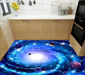 Grindų tapetai, 3D hd kosminės galaxy apdaila grindų nuotrauką