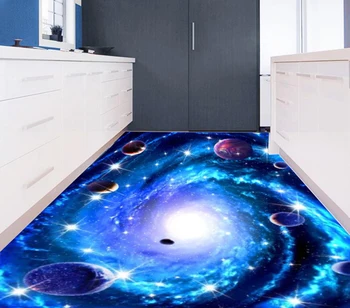 Grindų tapetai, 3D hd kosminės galaxy apdaila grindų nuotrauką Nuotrauka 2