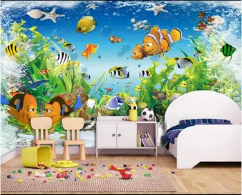Custom foto tapetai, 3d ekrano užsklanda sienos 3 d Graži vaikų kambario povandeninio pasaulio fono sienų tapybos dekoras Nuotrauka 2