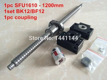 SFU1610 - 1200mm ballscrew su tikslu naudojami -C7+ BK/BF12 Parama + 1pc 6.35*10mm jungtis