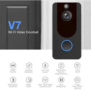 V7 HD 1080P Smart WiFi Vaizdo Doorbell Kamera, Vaizdo Domofonas Naktinio Matymo IP Durų Bell Belaidžio Namų Apsaugos Kameros, vaizdo Kameros