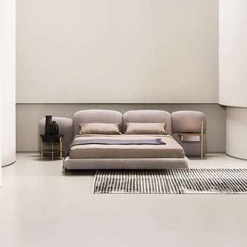 Italijos light luxury villa miegamojo dvigulė lova Baxter akmens lova 1,8 m šiuolaikinės paprasta oda lova