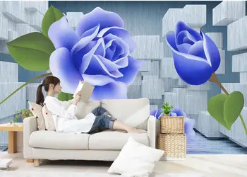 Custom 3D freskos,3D aikštėje, blue rose vandens papel de parede, gyvenamasis kambarys su sofa-lova, tv wall vaikų miegamasis didelis tapetai freskomis