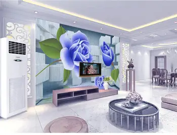 Custom 3D freskos,3D aikštėje, blue rose vandens papel de parede, gyvenamasis kambarys su sofa-lova, tv wall vaikų miegamasis didelis tapetai freskomis Nuotrauka 2
