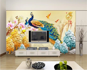 Beibehang Užsakymą 3D Tapetai Gyvenimo Kambario, Miegamasis Freskos Povas Paramos Gėlių Sofa-lova, TV Foną, Sienų tapetai, sienų ir 3 d Nuotrauka 2