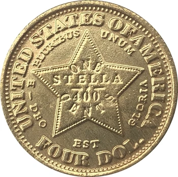 replika monetų didmeninė JAV 1879 4 AUKSO 24-k auksu monetos kopiją 100% coper gamybos Nuotrauka 2