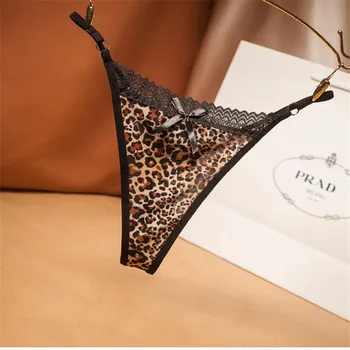 Moterų Seksualių Nėrinių, Leopardas spausdinimui karšto kelnaitės Kvėpuojantis Permatomos Kelnaitės (G-String Moterų Erotinis Thong Kelnaitės Valentino dovana Nuotrauka 2