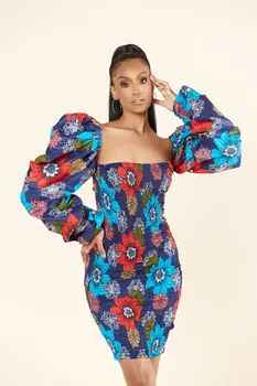 2021 Vasaros Mados Stilius Afrikos Moterų ilgomis Rankovėmis Spausdinti Mini Suknelė Afrikos Suknelės Moterims Afrikos Drabužiai Nuotrauka 2