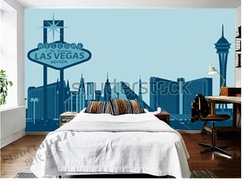 Custom foto tapetai, didelės freskos Las Vegase horizontai vinilo tapetai Papel de parede už kambarį TELEVIZIJOS sienos Nuotrauka 2