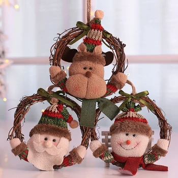 Girlianda Lėlės Rotango Kabinti Ornamentu su Pliušinis Santa Sniego Dizaino Pakabukas Šalies Namų Dekoro Prekių Kalėdų TS2 Nuotrauka 2