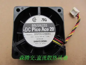 Sanyo Denki 109P0612H6D01 DC 12V 0.13 A 60x60x20mm 3-Wire Jungtis