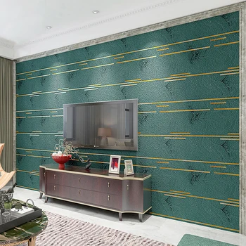 3D Marmuro Horizontali Juostele Paramos neaustinių Suede TV Foną, Sienos popieriaus Modernus Miegamojo Kambarį Tapetai, Tamsiai Žalia, Pilka
