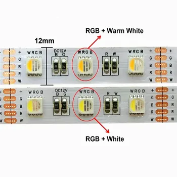 5m 12V SMD 5050 RGBW RGBWW LED Juosta RGB Balta Šiltai Balta RGB, 4 Spalvų, 1 LED Lustas,60 LED/M, IP20 IP65 Vandeniui LED Juostos Nuotrauka 2