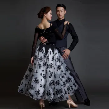 2018 m. naujas didelis sūpynės elegantiškas, modernaus šokio kostiumai moterų gėlių sujungimas valsas/tango/quickstep/sportinių šokių konkurse