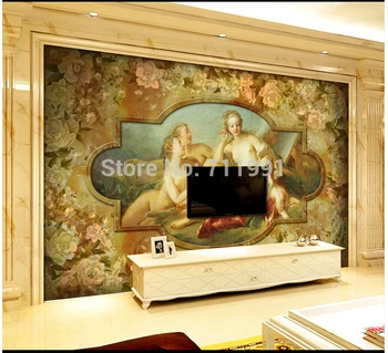 Custom didelių 3D freskomis angelas meilė Europos televizijos sofa-lova, miegamojo sienos tapetai, freskos fone de papel parede Nuotrauka 2